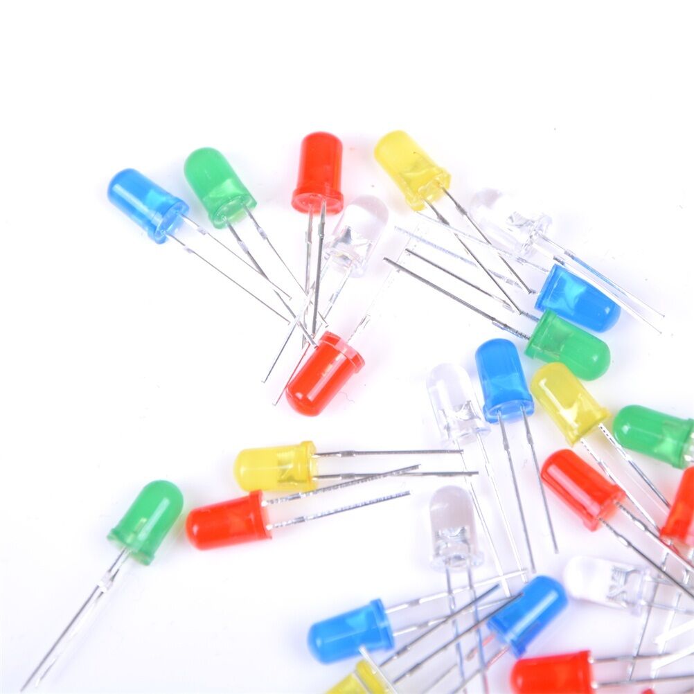 100x 5mm White Green Red / Blue / Yellow LED Light Bulb Bright Diode Diff.l8