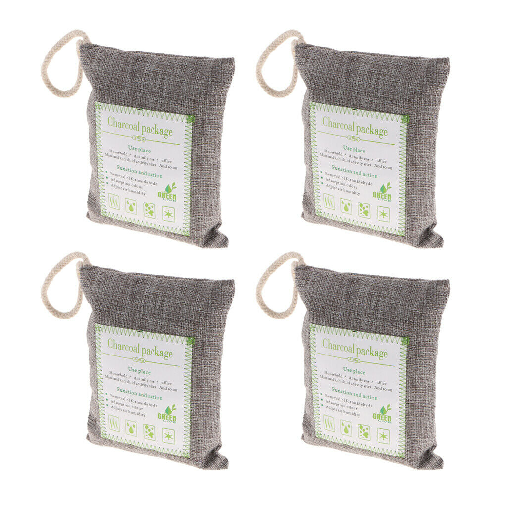 4 Bamboo Charcoal Air Purifying Freshener Bag Odor Eliminator Charcoal Color