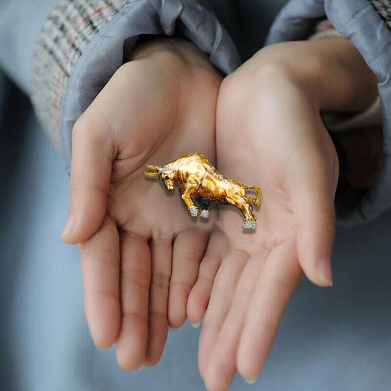 Ox Bull Brooch Animal Pin Brooches Women And Men Jewelry Rhinestone Cattle P Qx