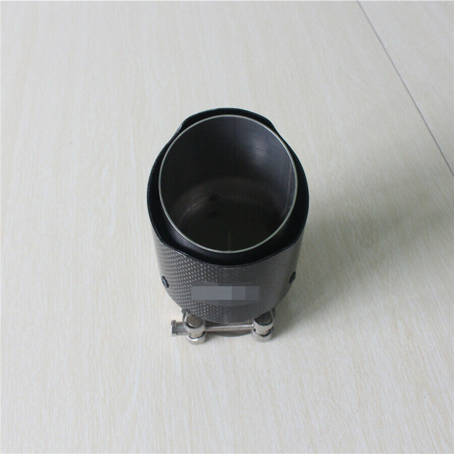 2.5'' Universal Car Exhaust Muffler Pipe Tip Carbon Fiber + Stainless Steel