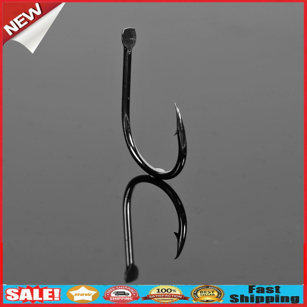 100pcs/box Steel Fishhooks Black Flattened Fishing Hooks Set with Barbed @