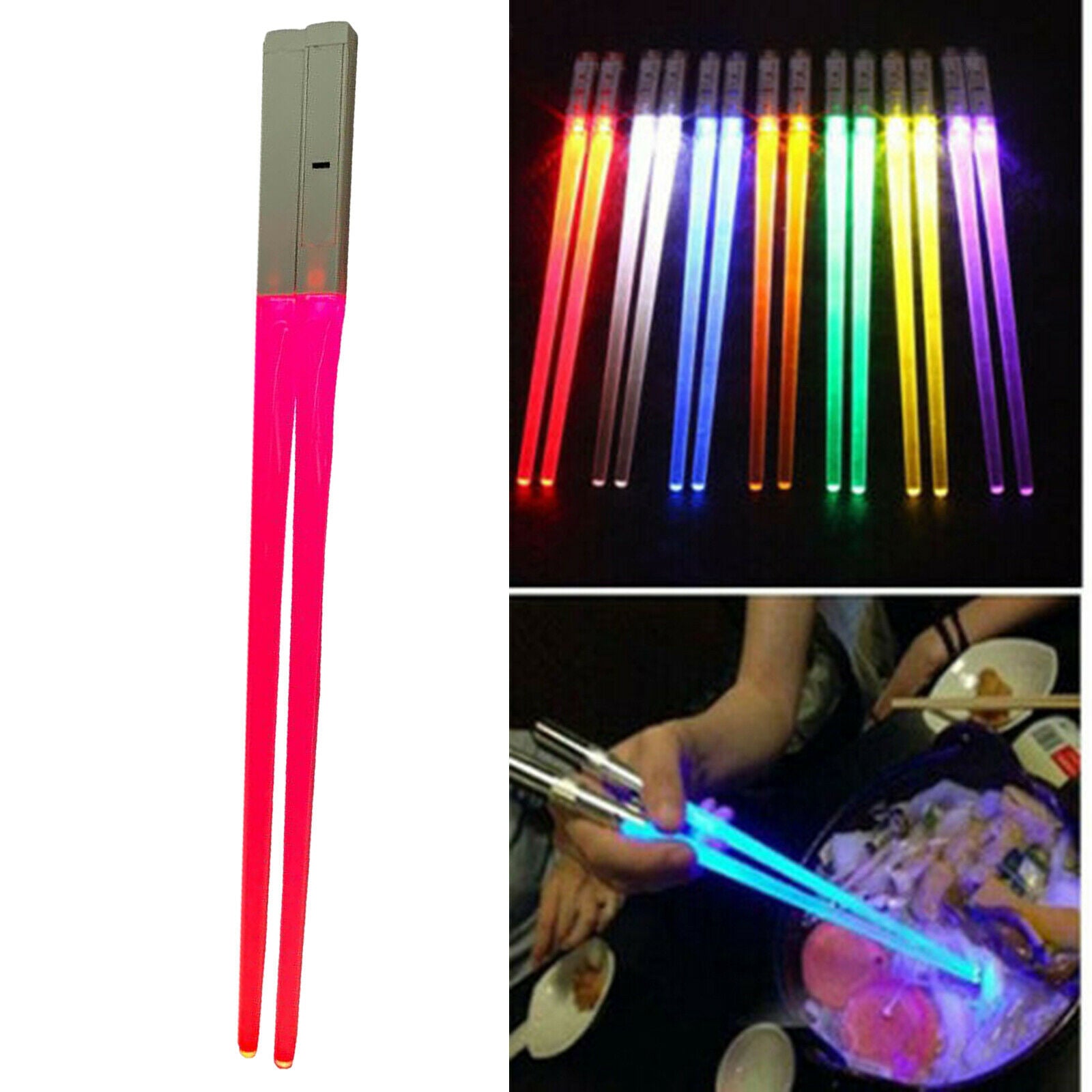LED Lightsaber Chopstick Reusable Light Up Chopstick Kitchen Party Red