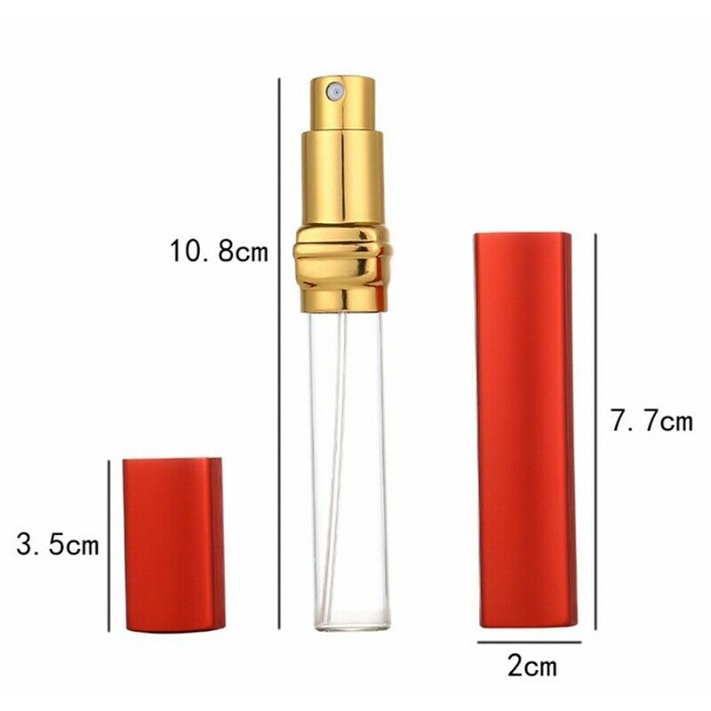 6Pcs 6-Color Metal Shell Glass Jar Perfume Bottle Aluminum Nozzle Spray RefiK2V6