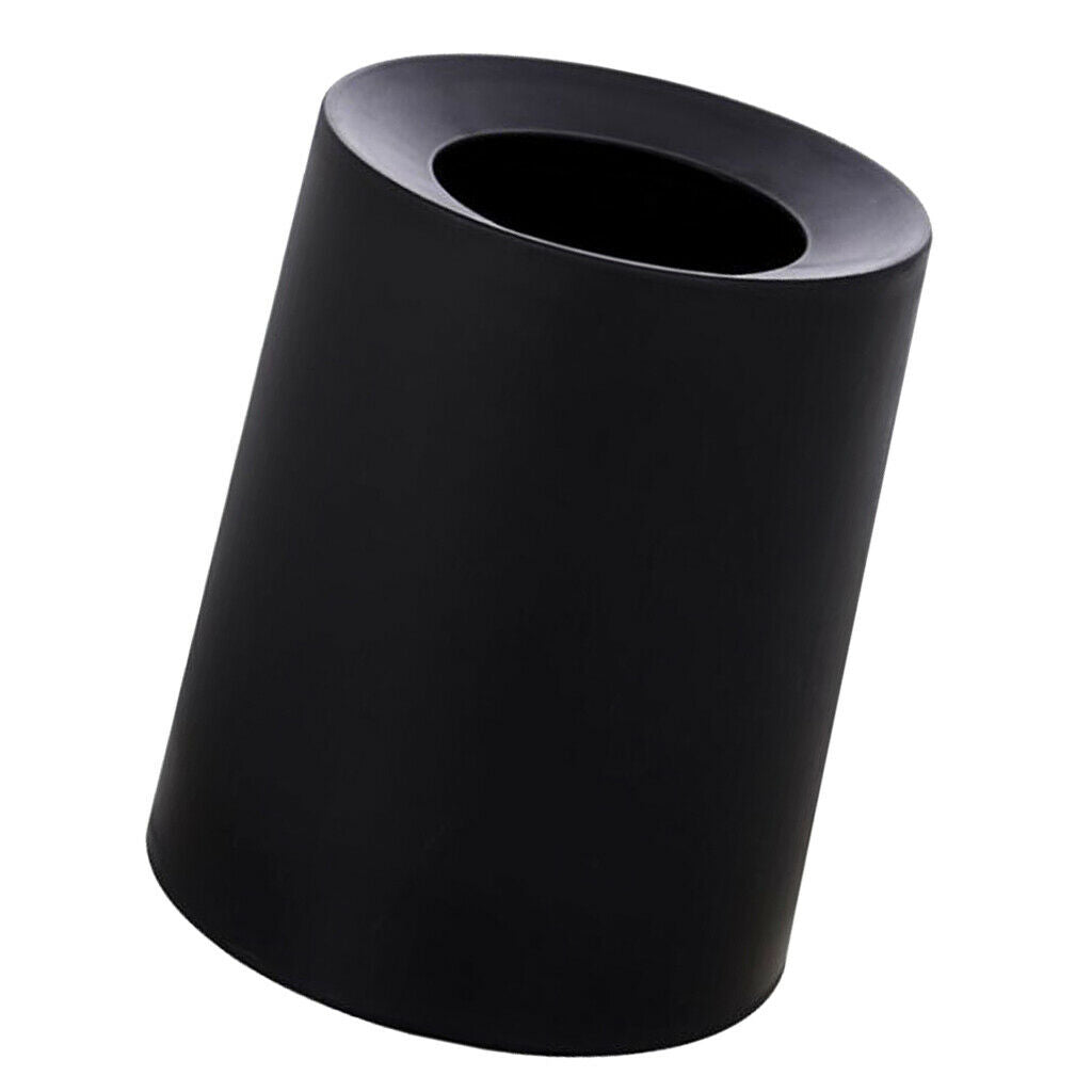 Waste Basket Trash Can For Bathroom Round Modern Garbage Bin 8L black