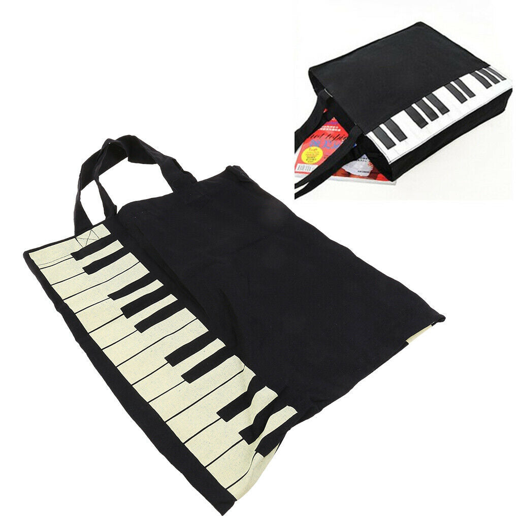 Fashion Black Piano Keys Music Handbag Tote Bag Shopping Bag Handbag