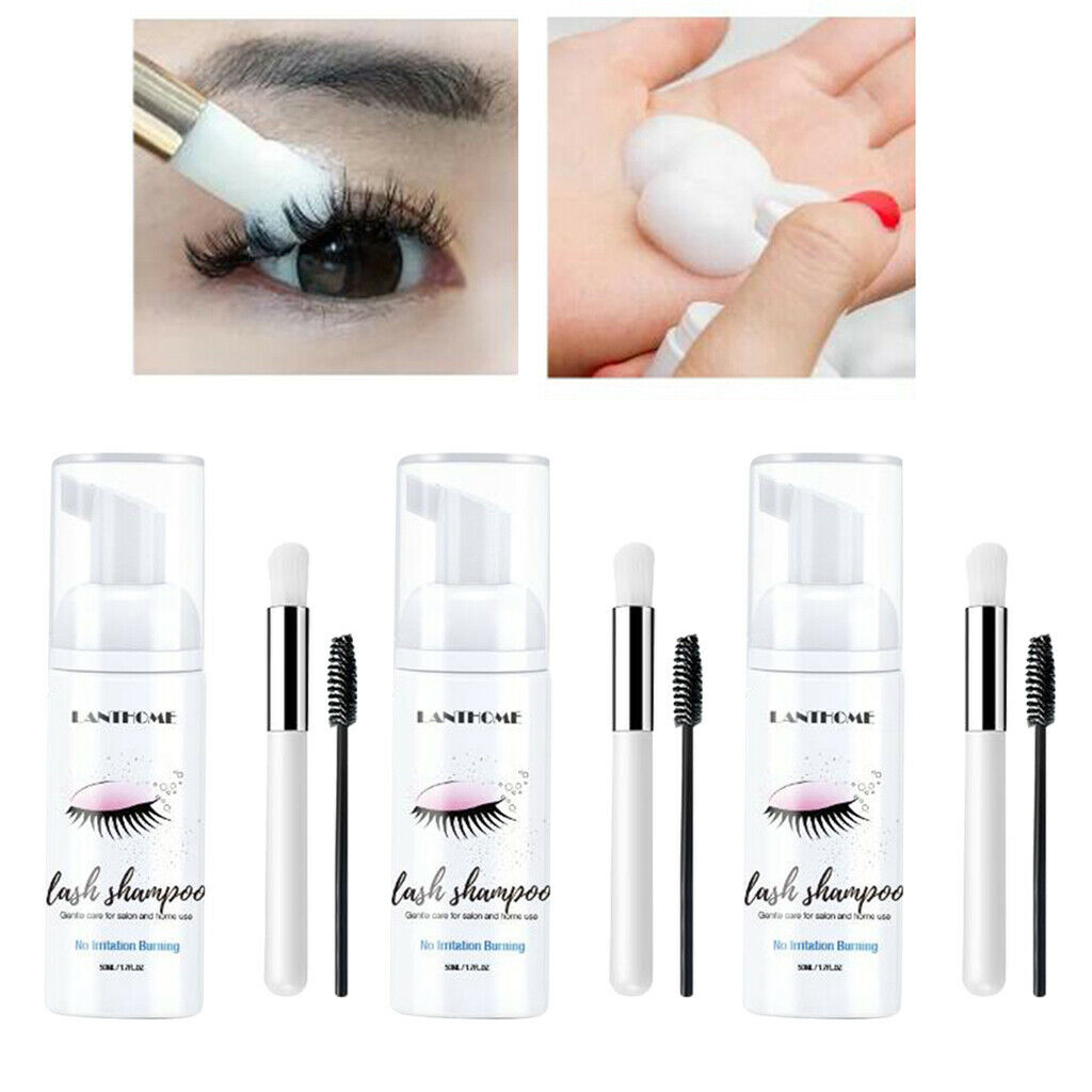 3x Eyelash Extension Shampoo 50ml Foam Cleanser to Remove