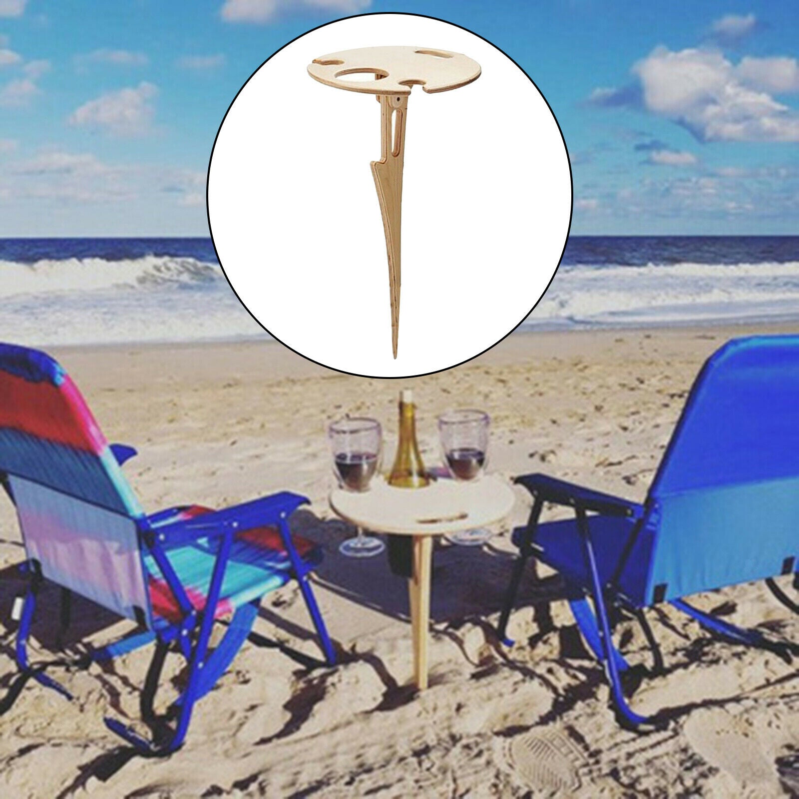 Outdoor Wine Table Picnic Trip Wine Cups Holder Garden Beach Snack Cheese