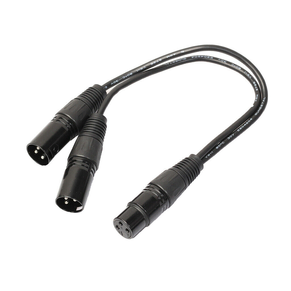 3 Pin XLR Audio Cable Lead Female to 2 Male Y-Splitter Microphone Adapter