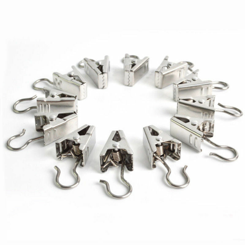 20Pcs Stainless Steel Small Curtain Clothes Hanging Bulldog Clips Clamps Pegs L