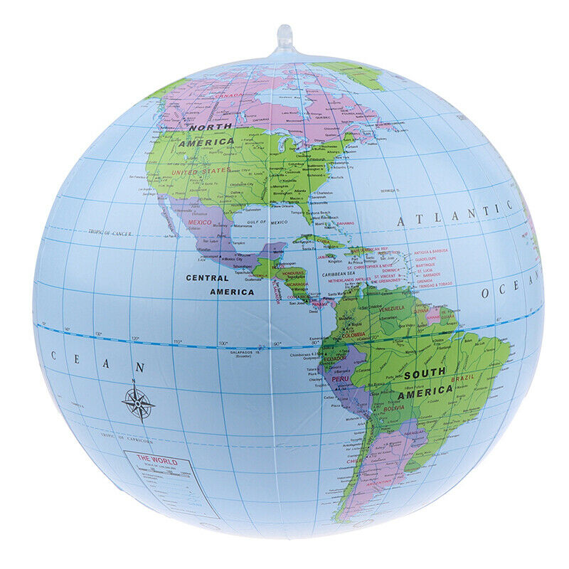 38cm Inflatable Globe World Earth Ocean Map Ball Geography Learning Beach.l8