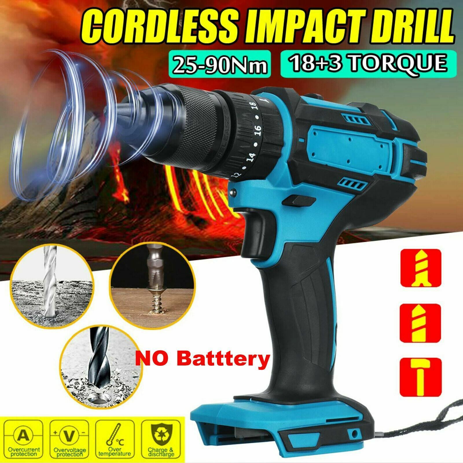 18V 2 Speed Cordless Electric Impact Drill Driver + LED Light For Makita Battery