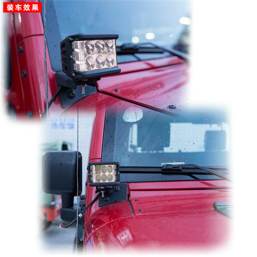 9000LM 12LED Work Light Bar Side Shooter Combo Beam White+Red Driving Offroad