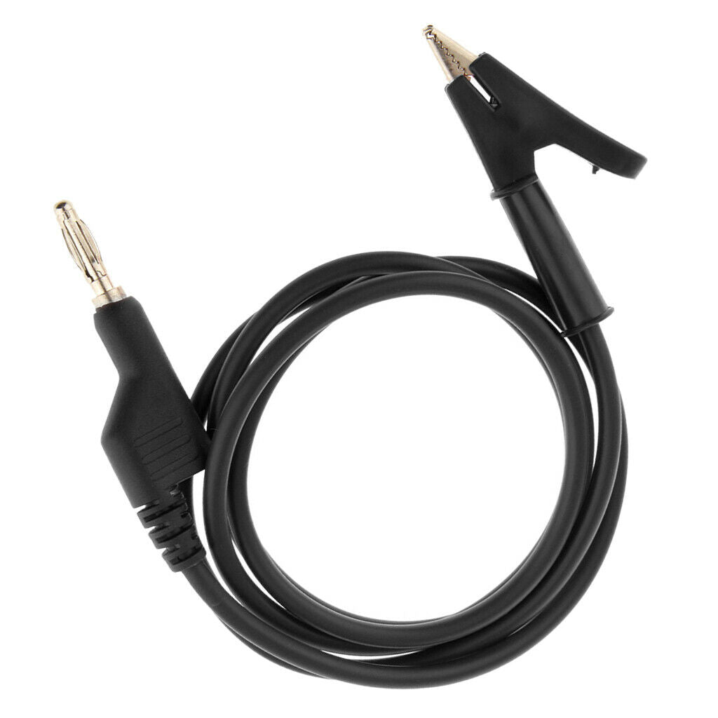 15A 100cm Copper Banana Plug To Alligator Clip 18AWG Connector Cable Black