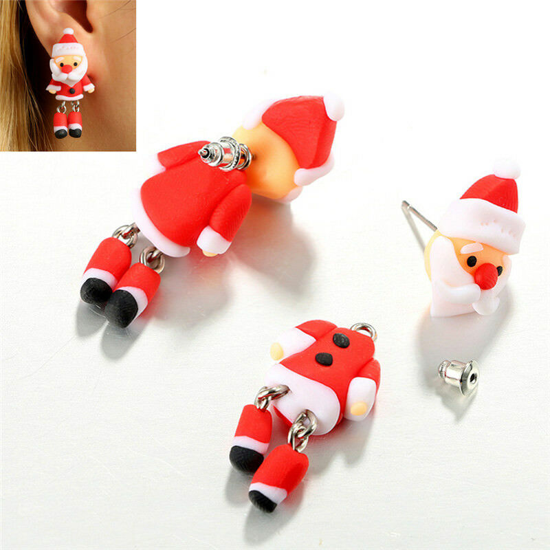 Christmas Santa Claus Earrings Handmade Polymer Clay Ear Stud Earrings Jew.l8