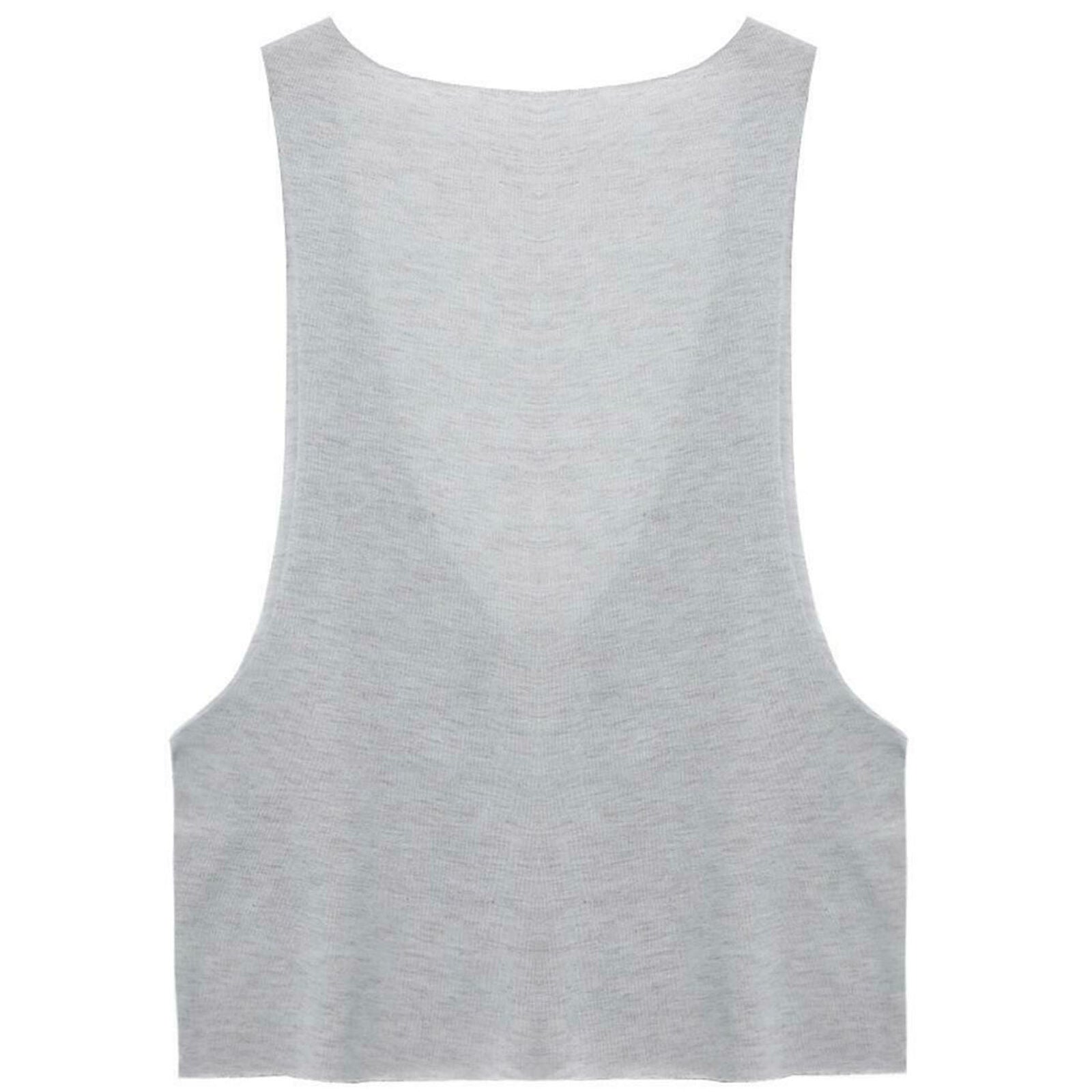 Women Deep V Neck Sleeveless Tank Side Open Short Basic Beach Tops T-shirt
