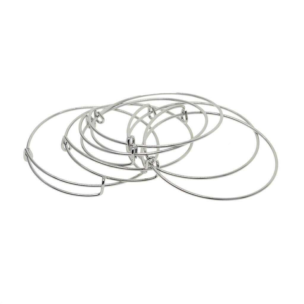 6 Pieces Brass Sliver Plated Adjustable Wire Bracelets