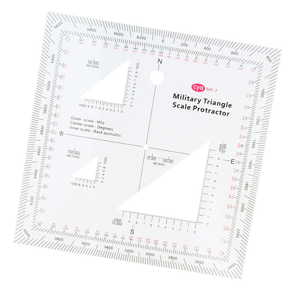 Acrylic Military Triangle Scale Coordinate Protractor Topographic Map Reading