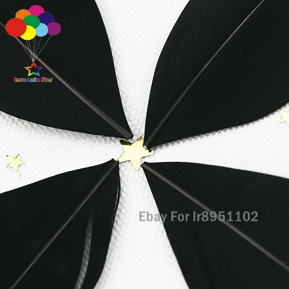 100pcs 2-3inch 5-7cm DIY dyed goose feather Black feather balloon fill Wedding