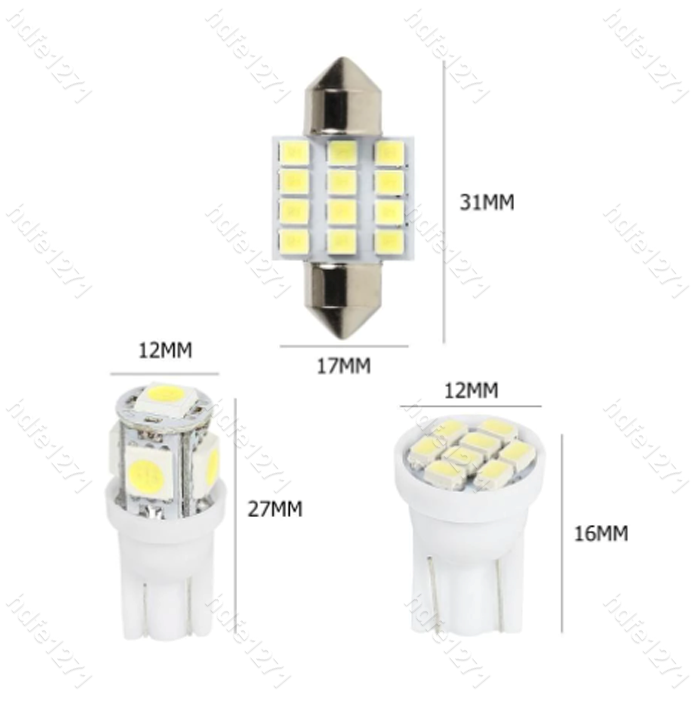 Xenon White 13PCS LED Lights T10 & 31mm  Interior Package License Plate Light