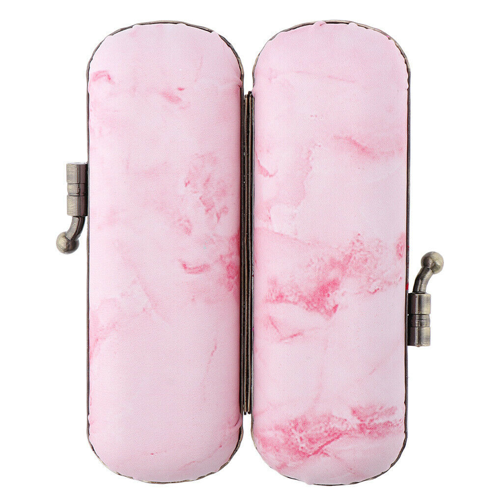 Makeup Holder Lipstick Case Storage Box with Mirror for Purse Pink