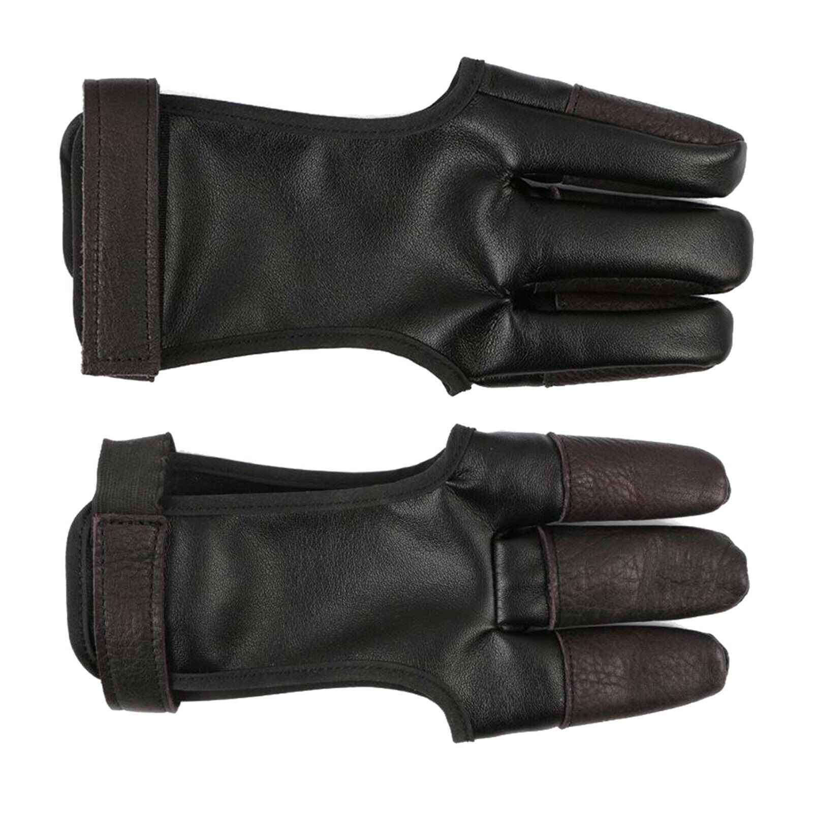Leather Archery Gloves 3-Finger Left Right Archer Fingers Tab Training Aids