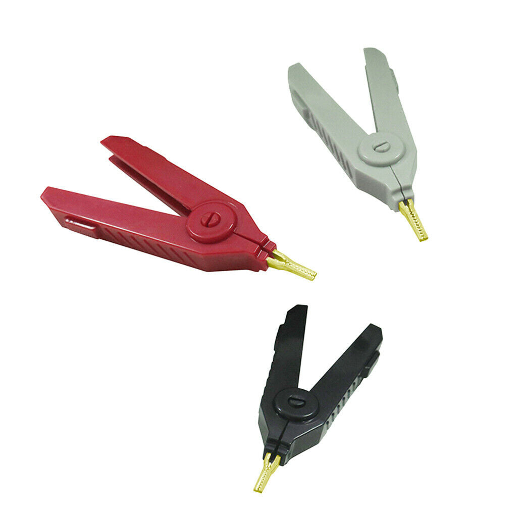 Set of 3 Pcs Copper Alligator Clip Handle Test Probe
