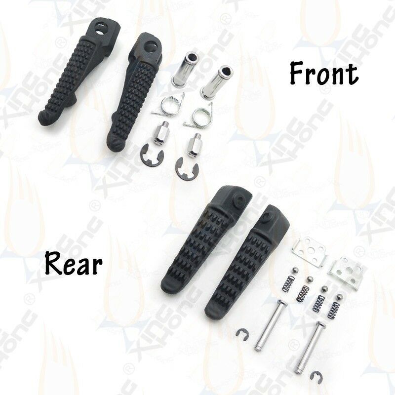 Black Front Rear Foot Pegs Footrest Kit For Kawasaki ZX9R 1998-2011 ZX6R 03-11