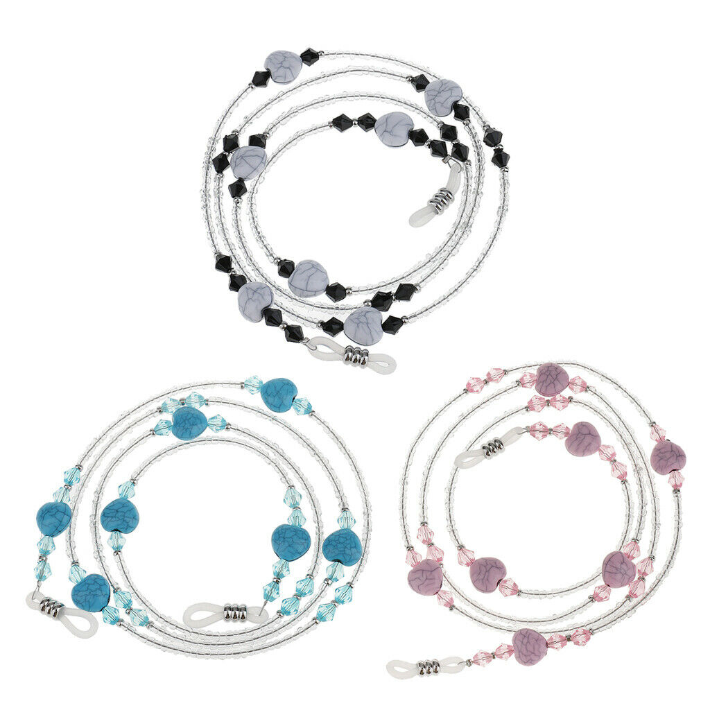 3x Premium Beaded Long Sunglasses Glasses Cord Holder Necklace Chains String