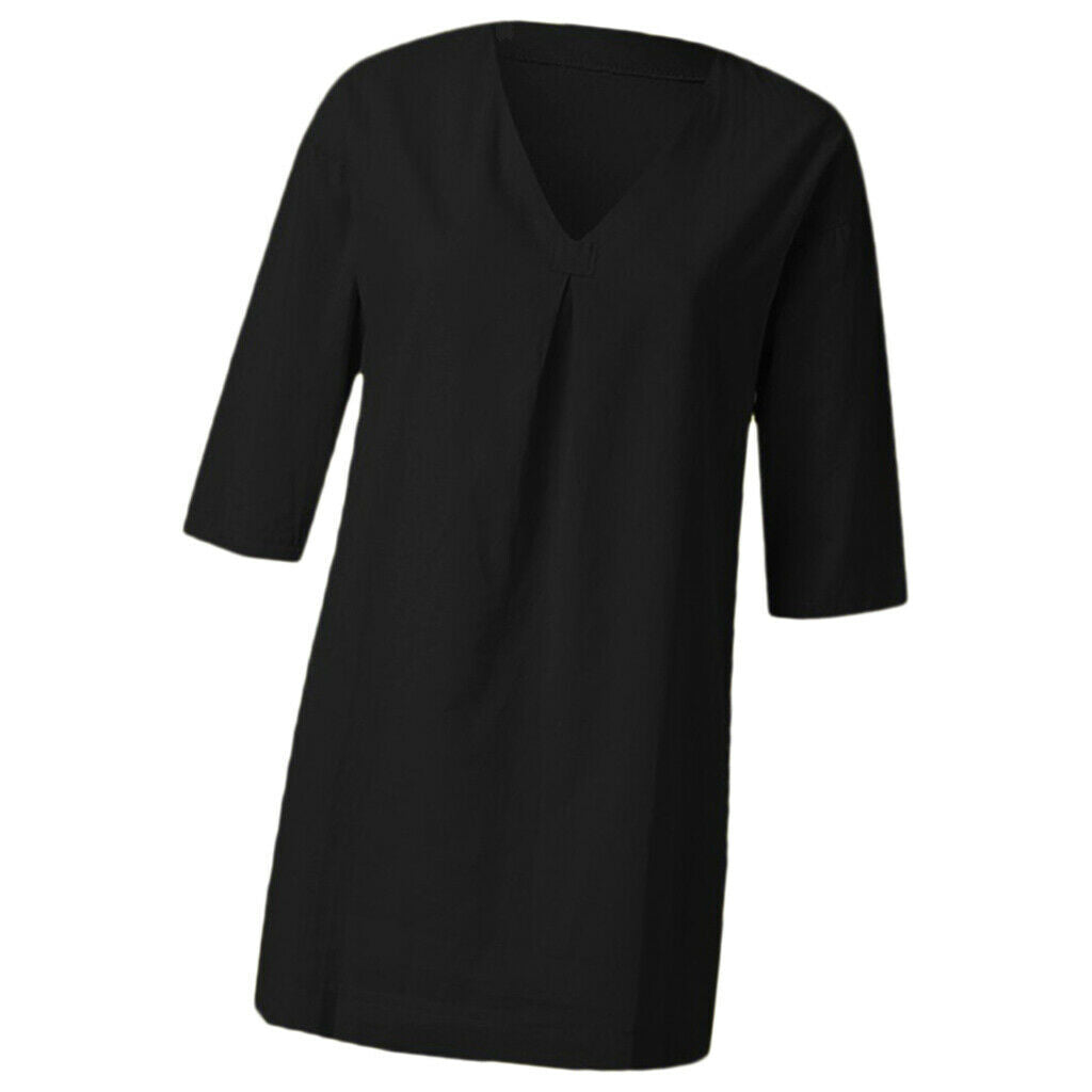Womens 3/4 Sleeve Blouse V Neck Oversize Casual Blouse Shirt Tops Black L