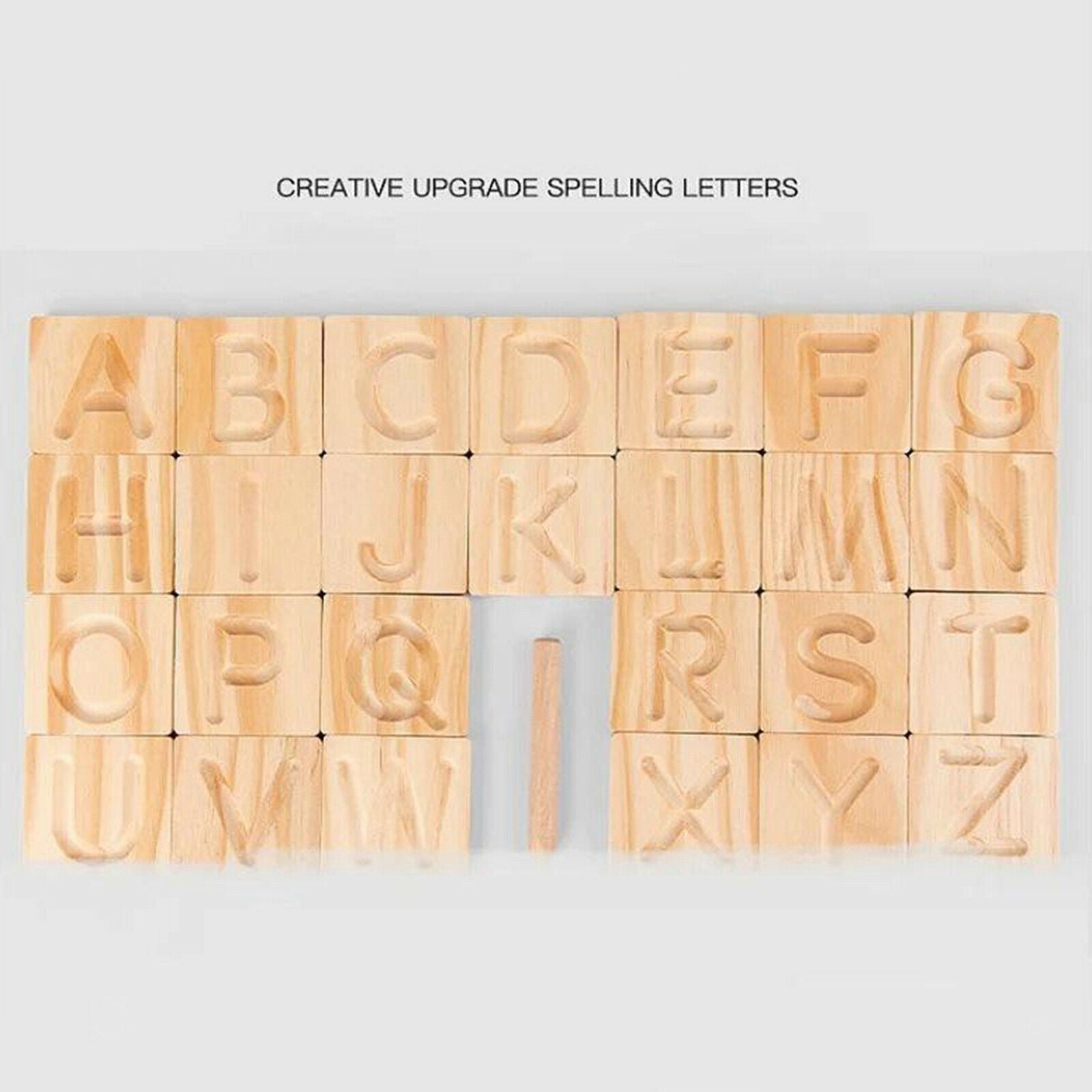 Preschool Learning Letter Tracing Alphabet Cards, Solid Wood with Stylus Pen