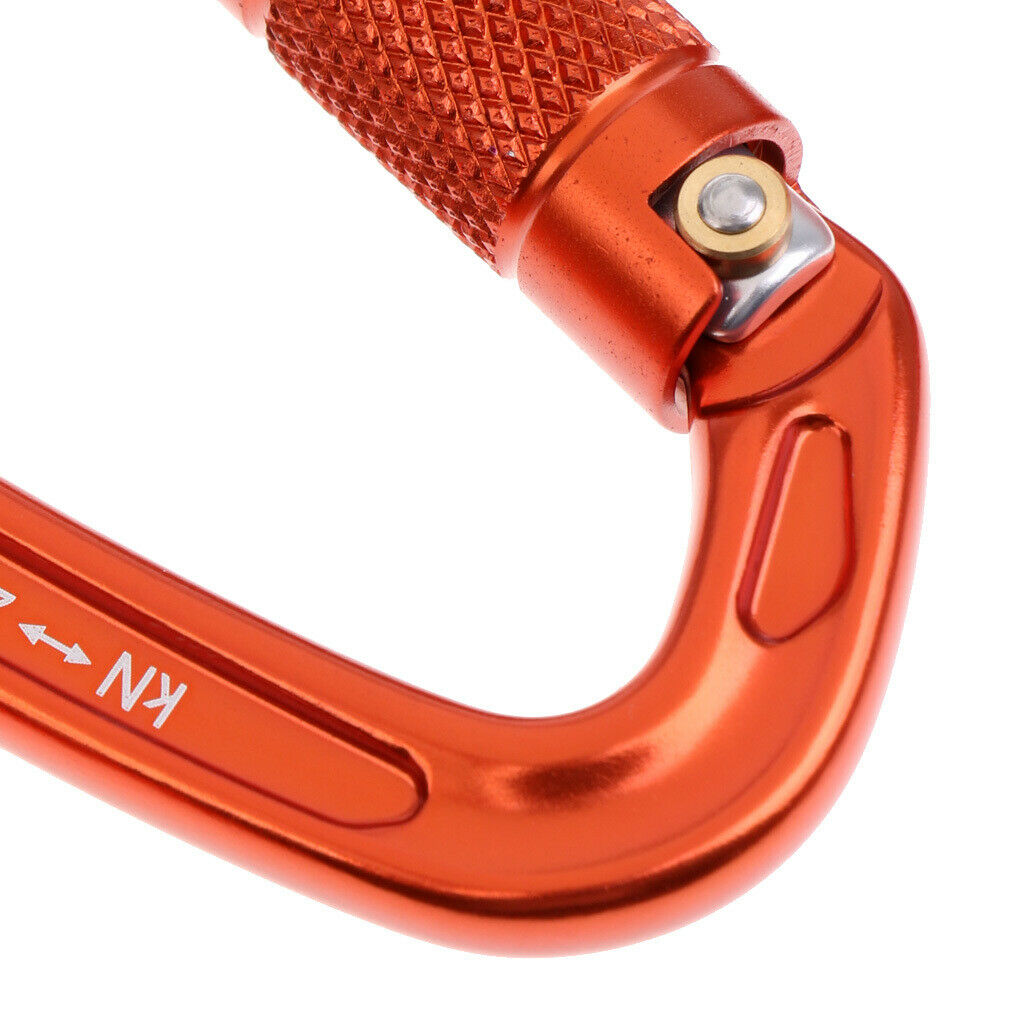 2 Piece 24KN Self-locking Aluminum Mountain Rock Climbing Carabiner Orange