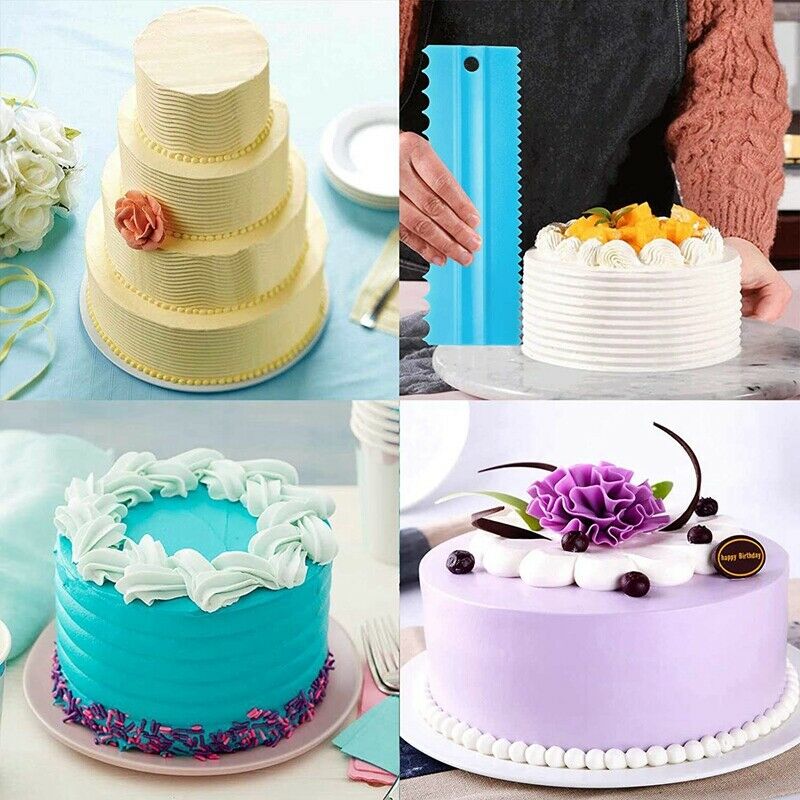 Cake Scraper Plastic Sawtooth Cake Scraper Set Decorating Comb & Icing SmootS2M7