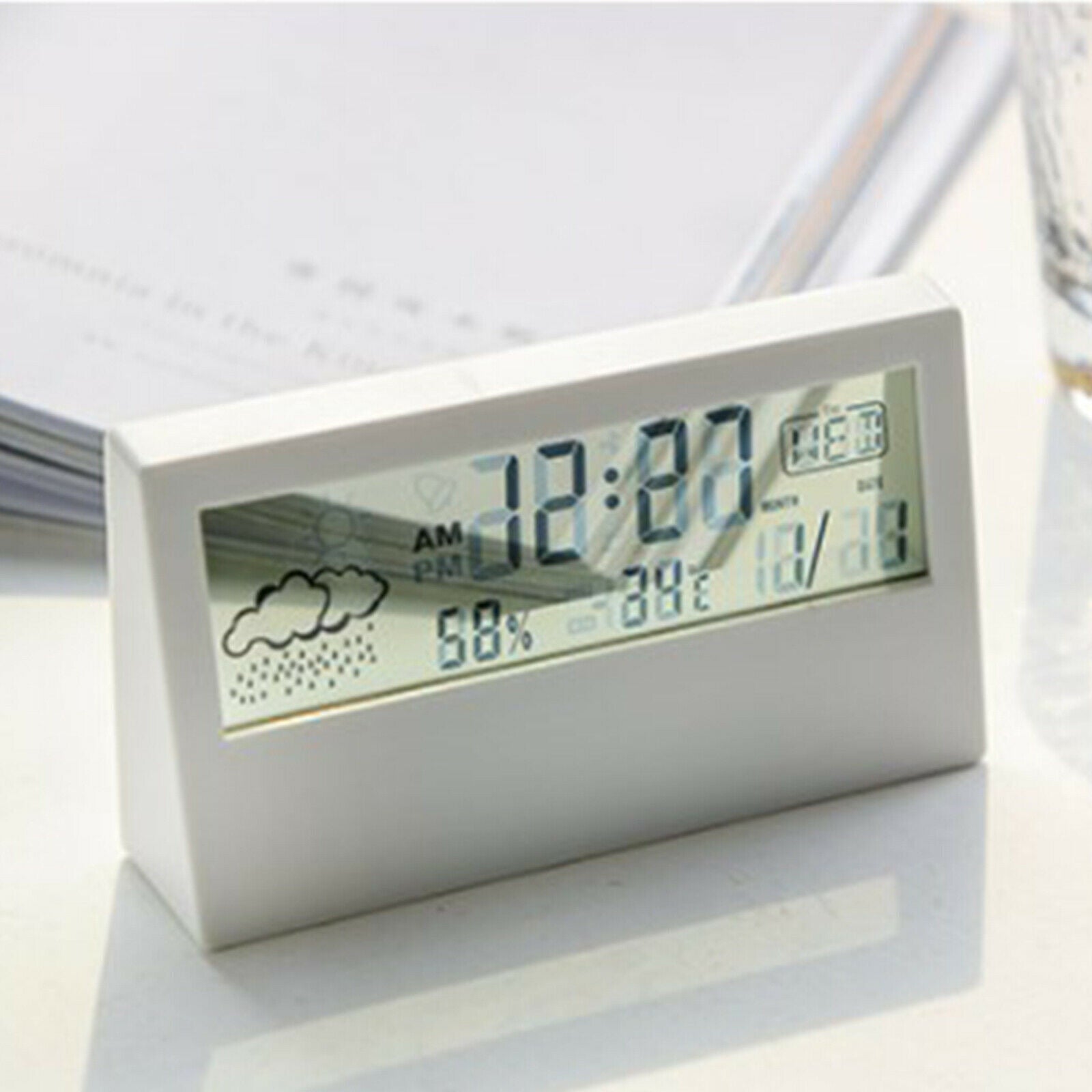 Compact Digital Clock Thermometer Alarm Clock Battery Operated for Home