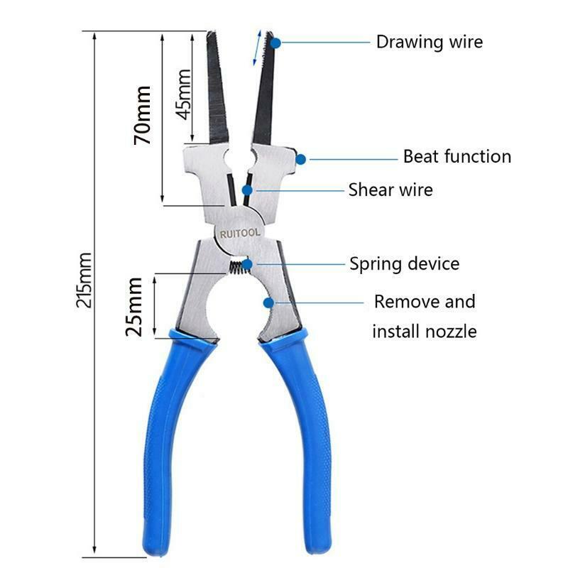 Multipurpose MIG Welding Pliers Flat Mouth Pincers Wire Cutting Spring Loaded