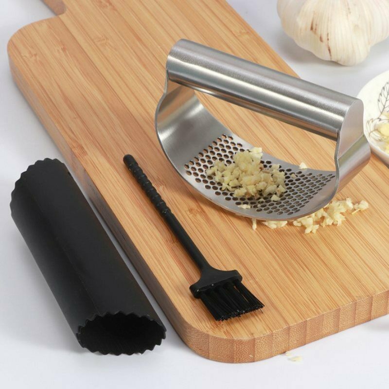 Stainless Steel Garlic Press Crusher Home Cooking Vegetables Ginger SqueezerBDA