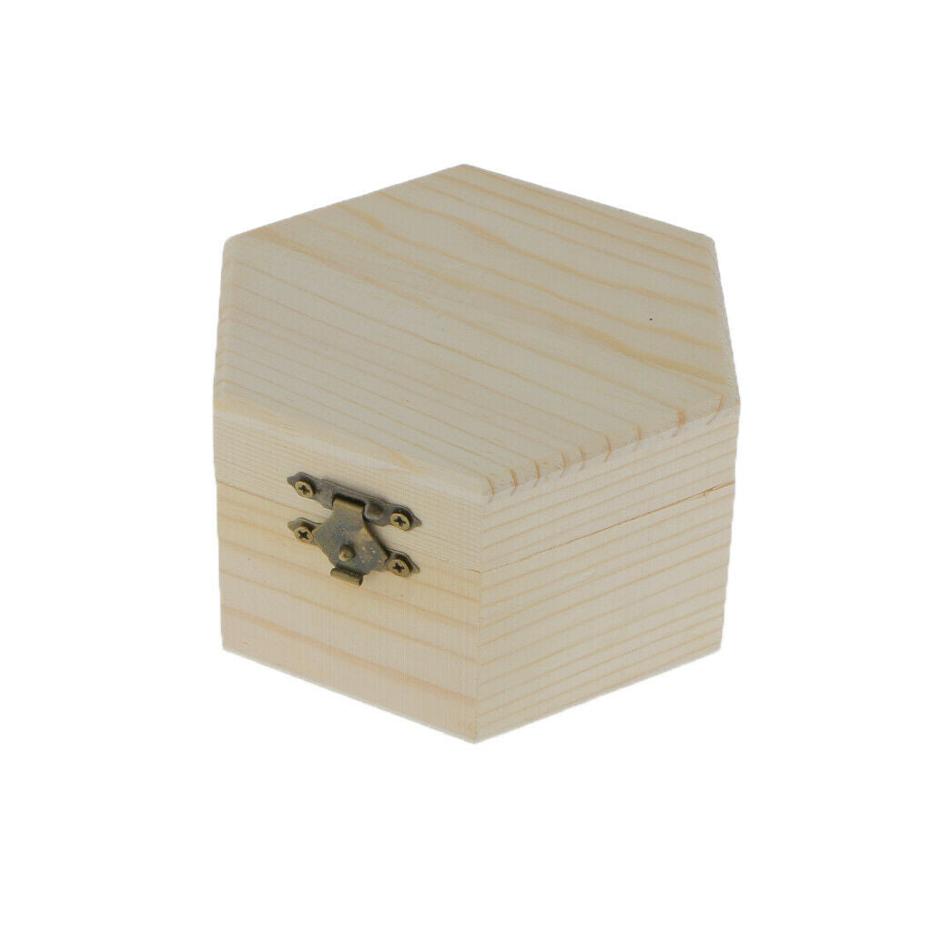 3 X Wooden Hexagonal Wooden Trinket Chest Gift Box 10.5 X 6.5cm