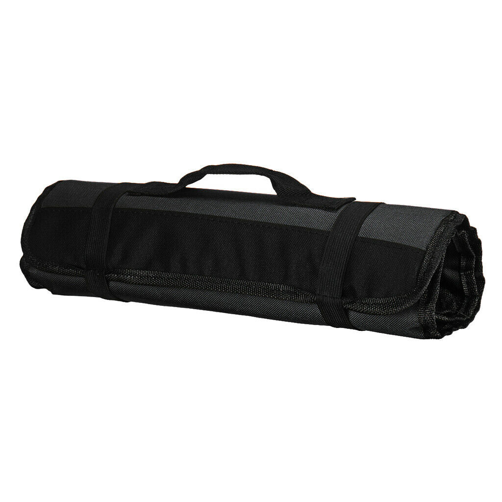 22 Pockets Folding Chef  Case Bag Roll Wallet Cutlery Accessories Black