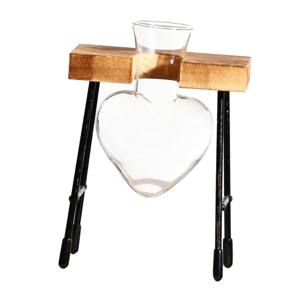 Test Tube Flower Vase ChairWooden Stand for Hydroponic Plant 1 Bottle