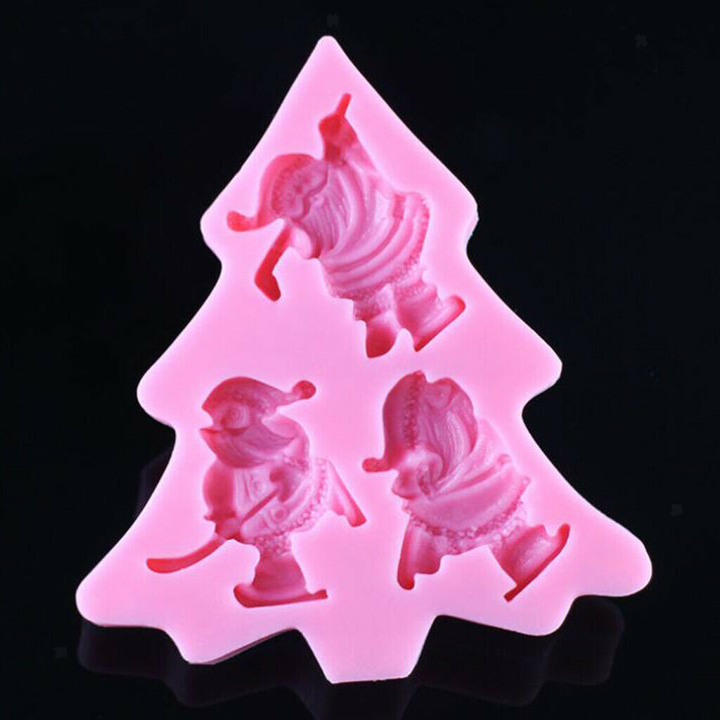 Silicone Christmas Skiing Santa Mold for Fondant Cake Making Baking Tool