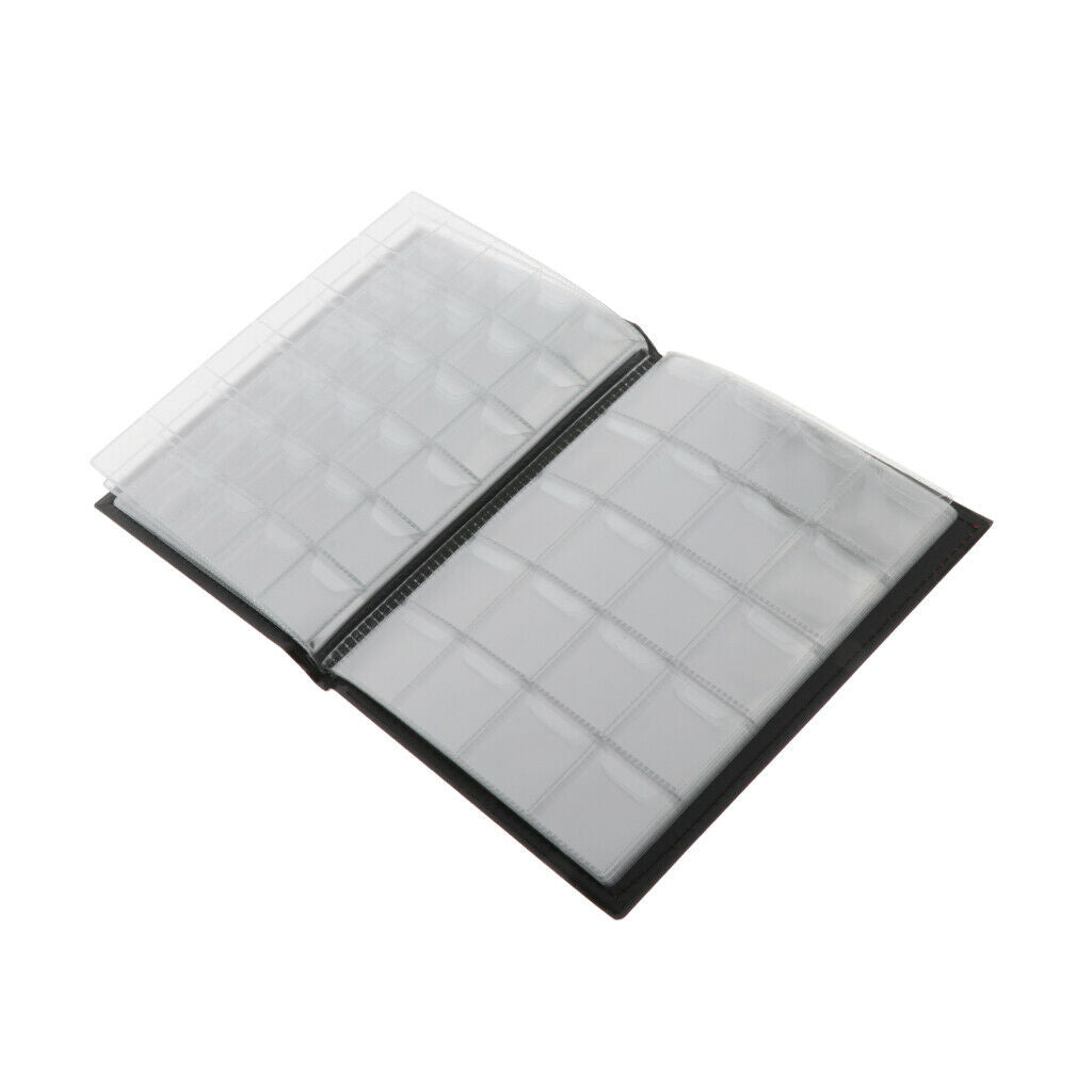 250Holders for Pocket Storage Coins Book Collection Holder PU leather Brown