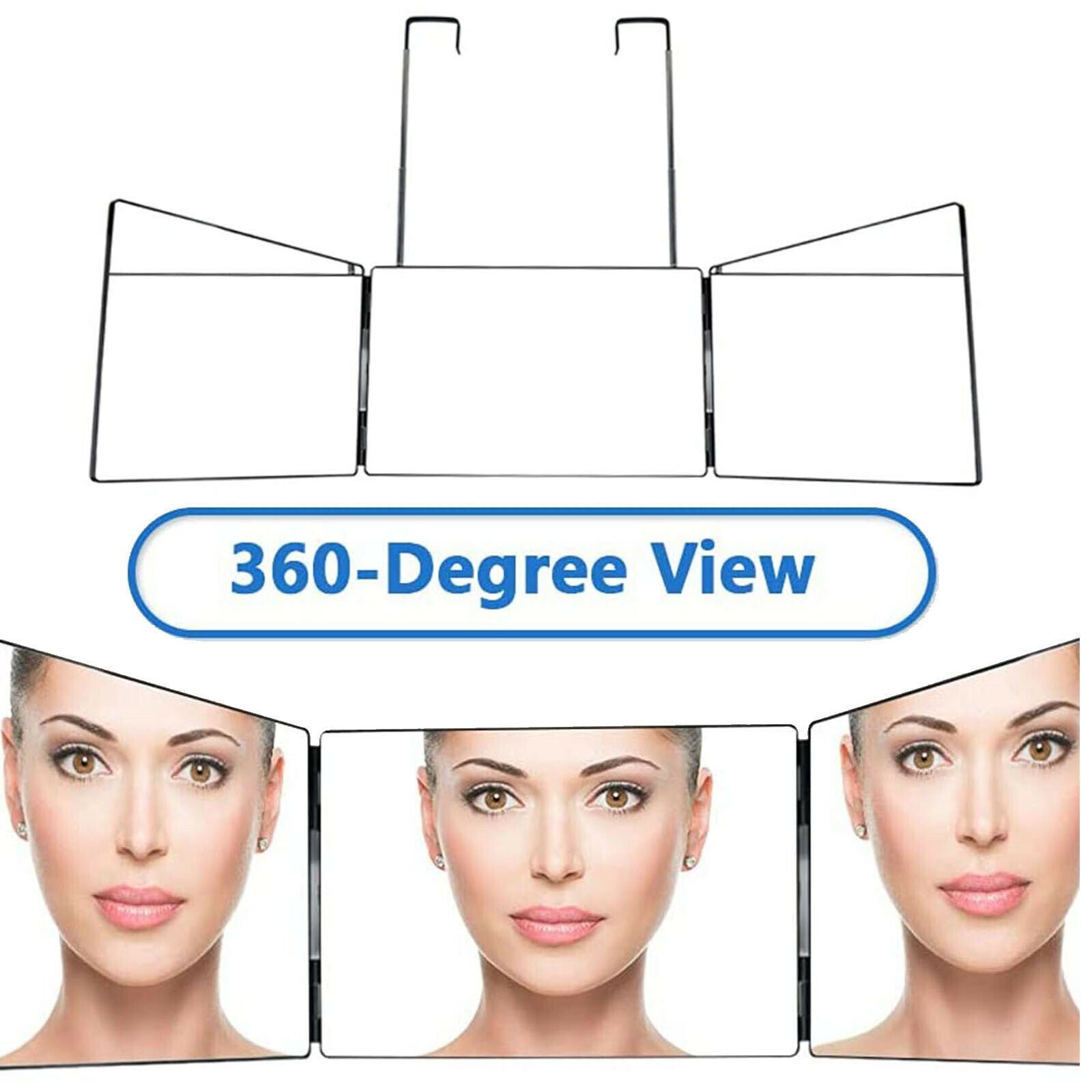 Self Hair Cutting 3 Way Mirror Trifold Mirror Tool Make-Up Mirror Glass