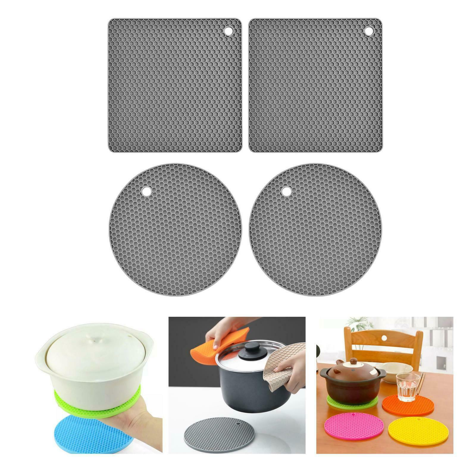 4 Pack Premium Silicone Trivet Mat Heat Resistant Pot Holder Protector