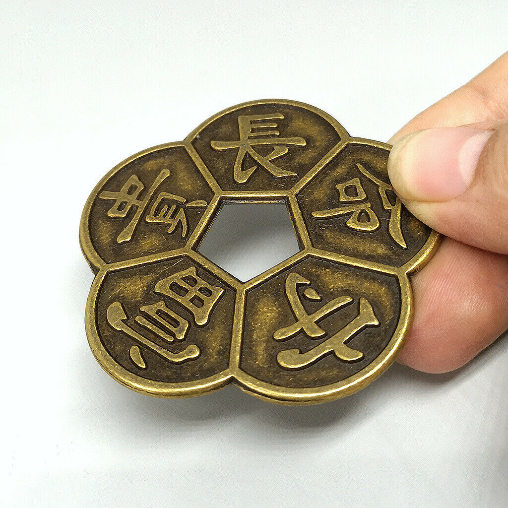 Chinese Old Copper Coin Plum Blossom Lucky Charms Feng Shui Collectibles