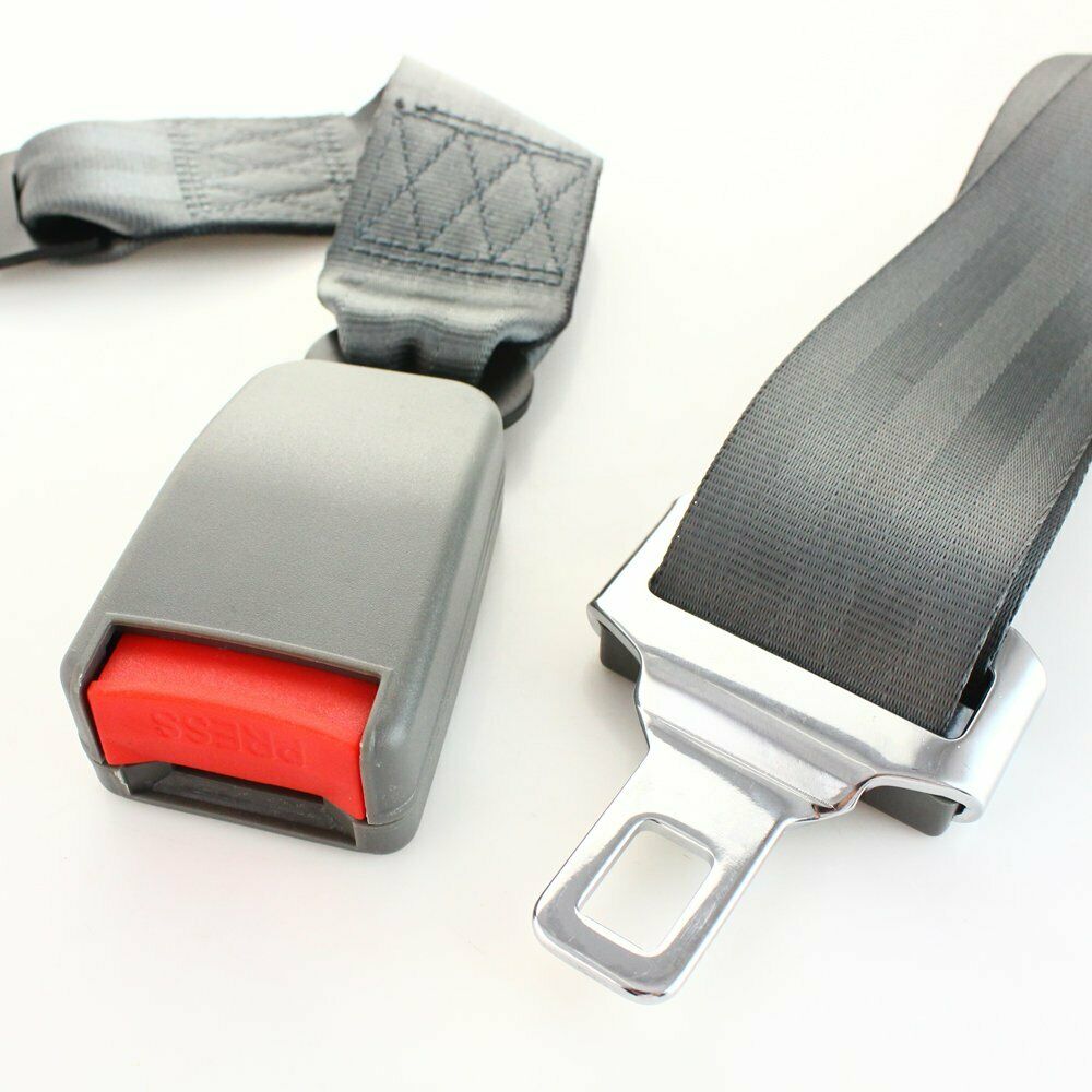 1Pair 2pt Fixed Harness Seat Belt Lap Strap Adjustable Clip Safety Belt Grey