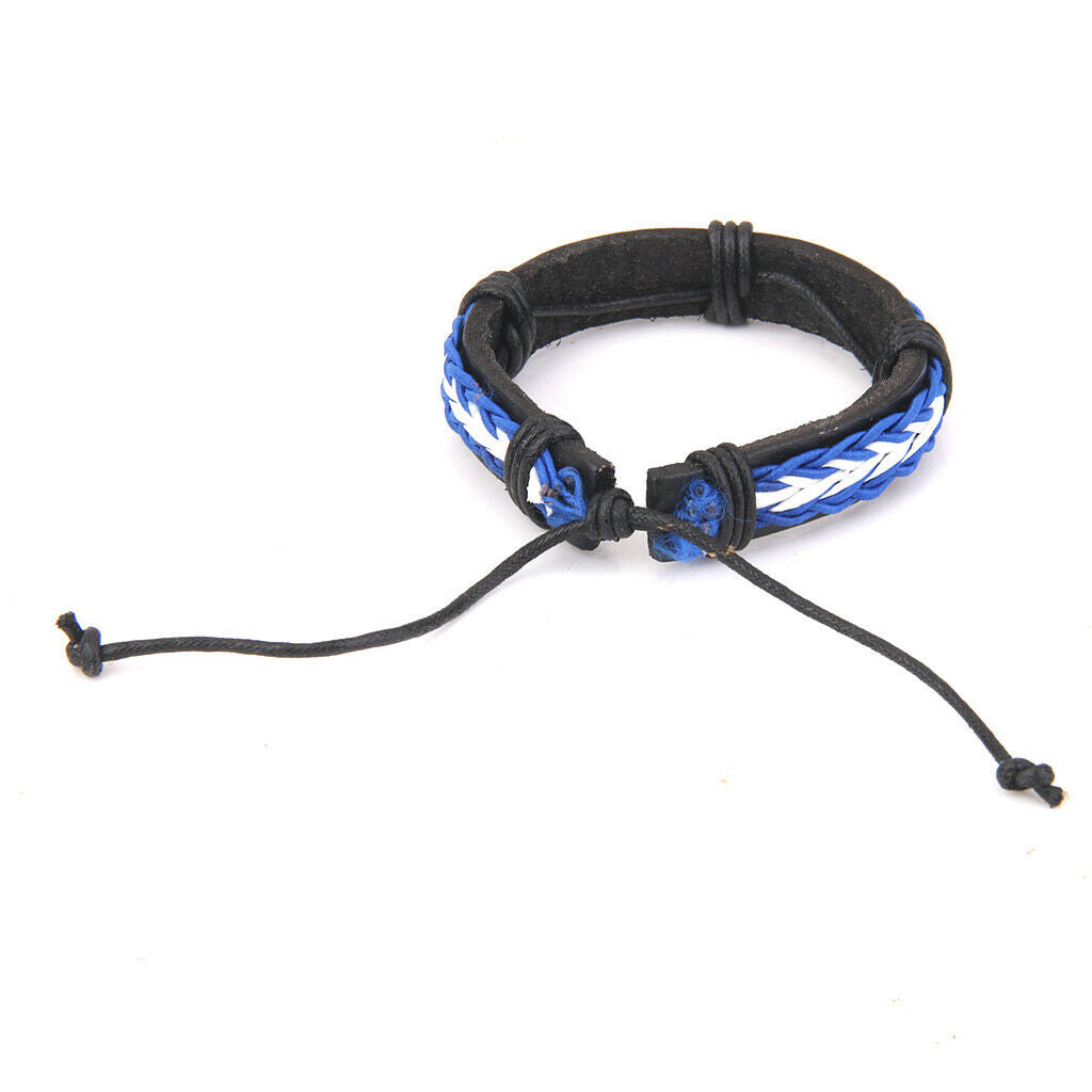 2 Pcs Surfer Style Leather Braided Bracelet Wristband for Men Women Adjustable