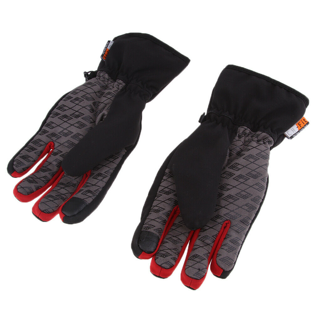 Black & Red Motorcycle Cycling Racing Full Finger Screen Touch Gloves L