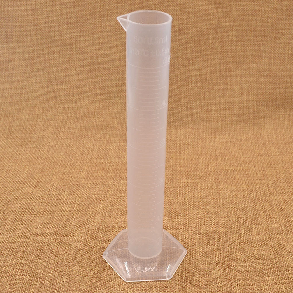 50ml Plastic Measuring Cylinder Graduated Chemistry Lab Test Liquid Tube 1pc
