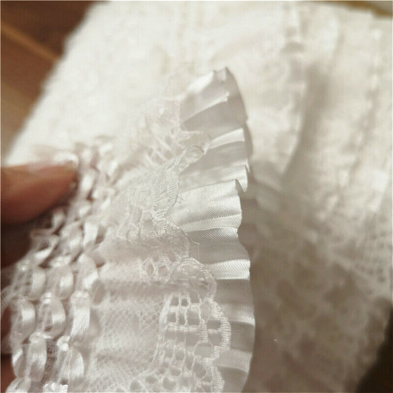 Lace Fabric Trim Ruffle Edging Pleated Frill Sewing Elastic DIY for Lolita Dress