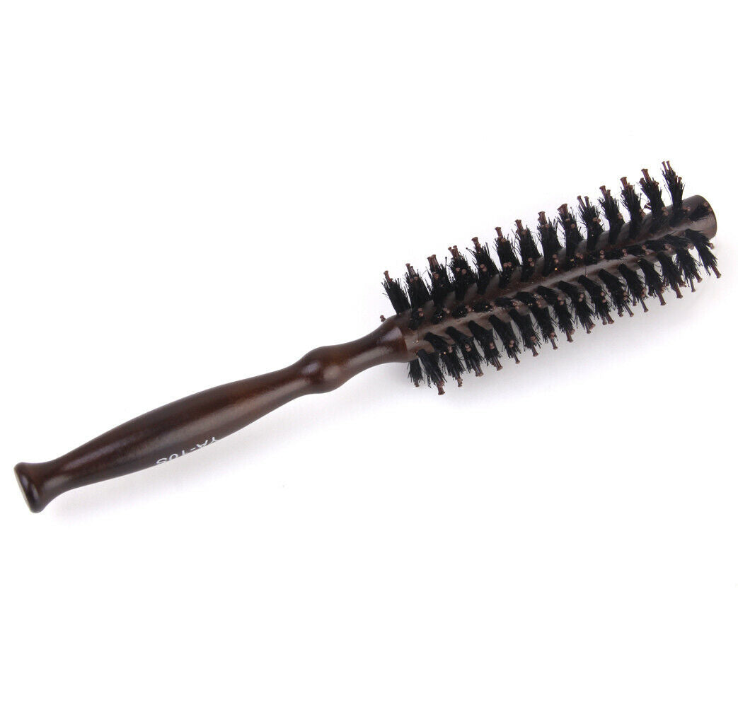 Wooden Handle Hairdressing Round Brush Comb for Volumizing Straightening