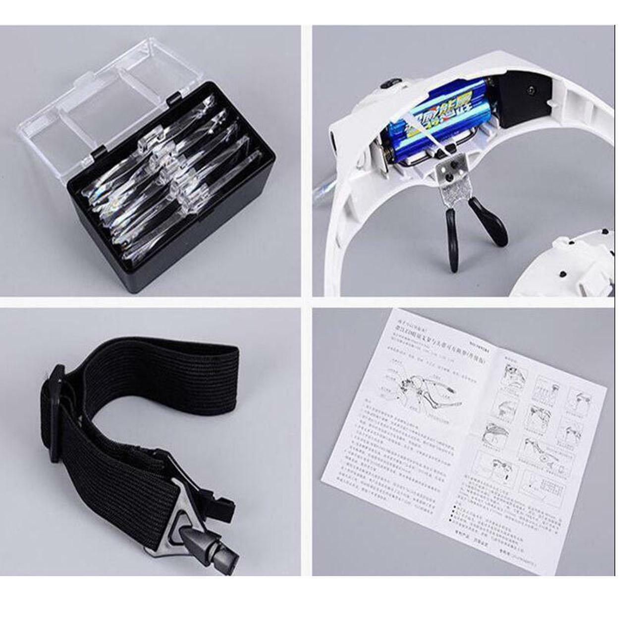 Headband Headset LED Head Lamp Light Jeweler Magnifier Magnifying Glass Loupe